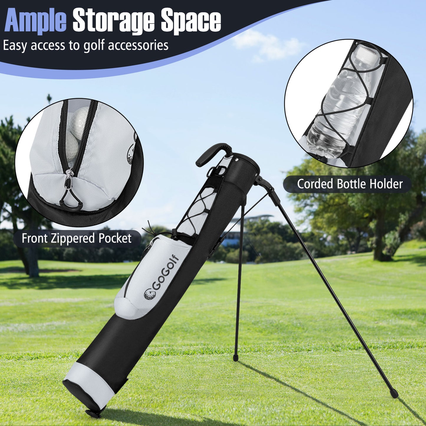 Golf Stand Bag Lightweight Golf Bag for The Driving Range-Gray