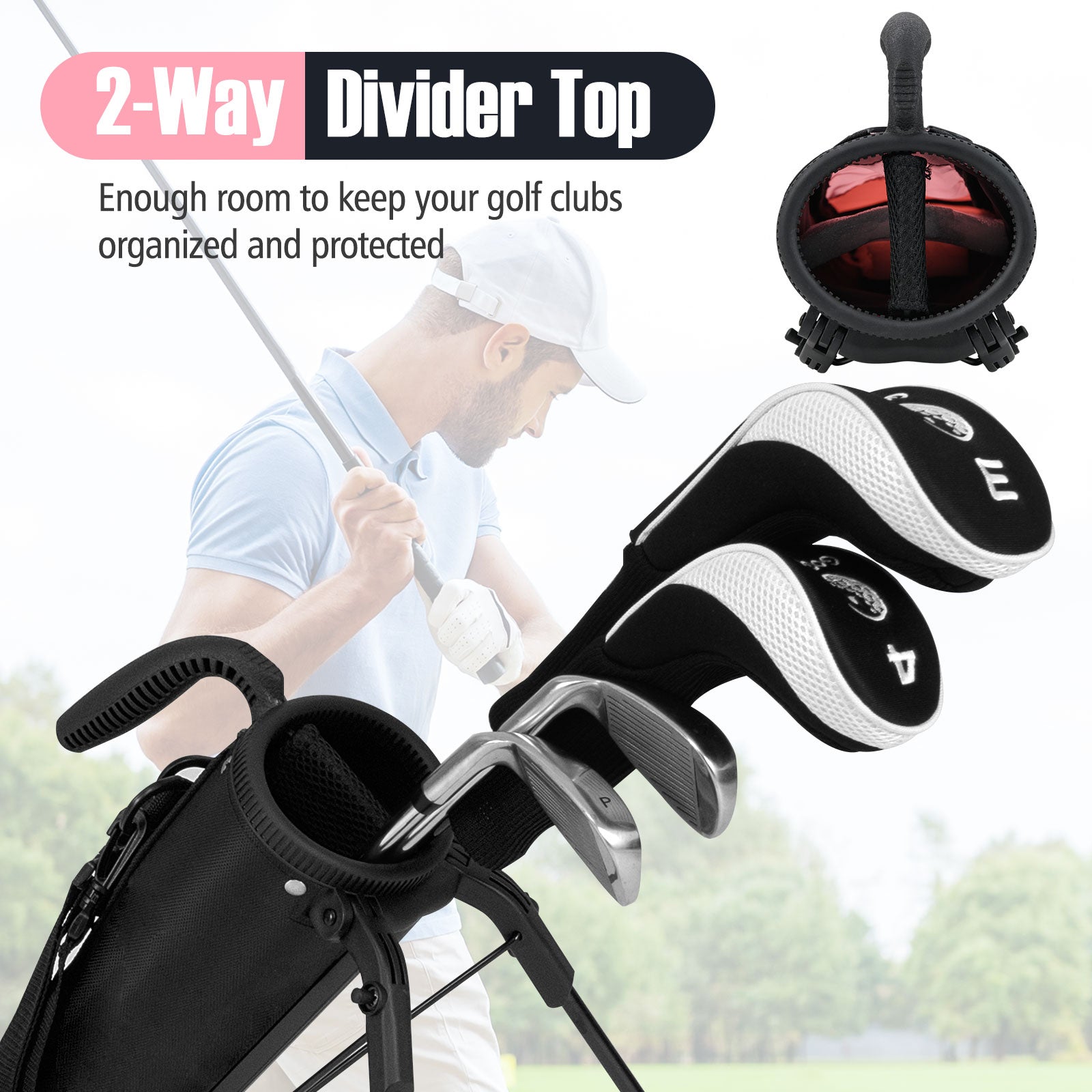 Golf Stand Bag Lightweight Golf Bag for The Driving Range-Pink