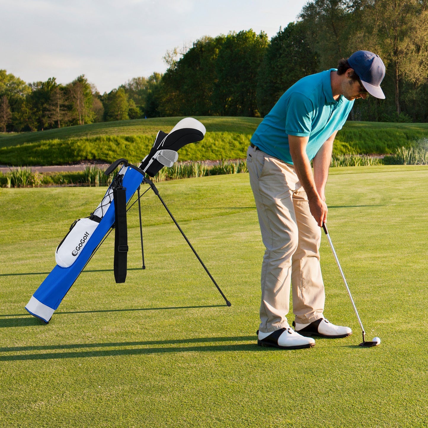 Golf Stand Bag Lightweight Golf Bag for The Driving Range-White