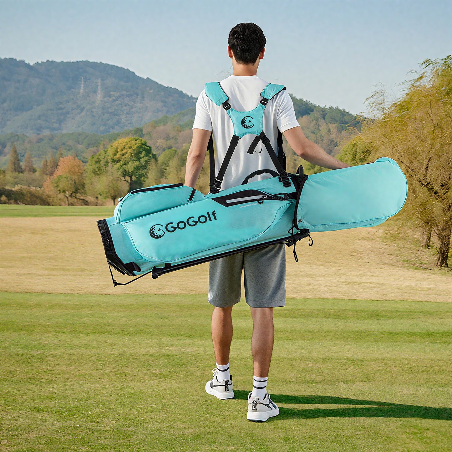 Golf Stand Bag Lightweight Golf Bag with 8 Way Top Dividers and 5 Zippered Pockets-Blue