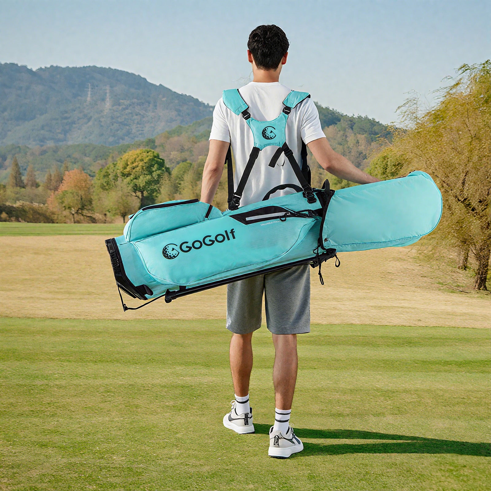Golf Stand Bag Lightweight Golf Bag with 8 Way Top Dividers and 5 Zippered Pockets-Blue
