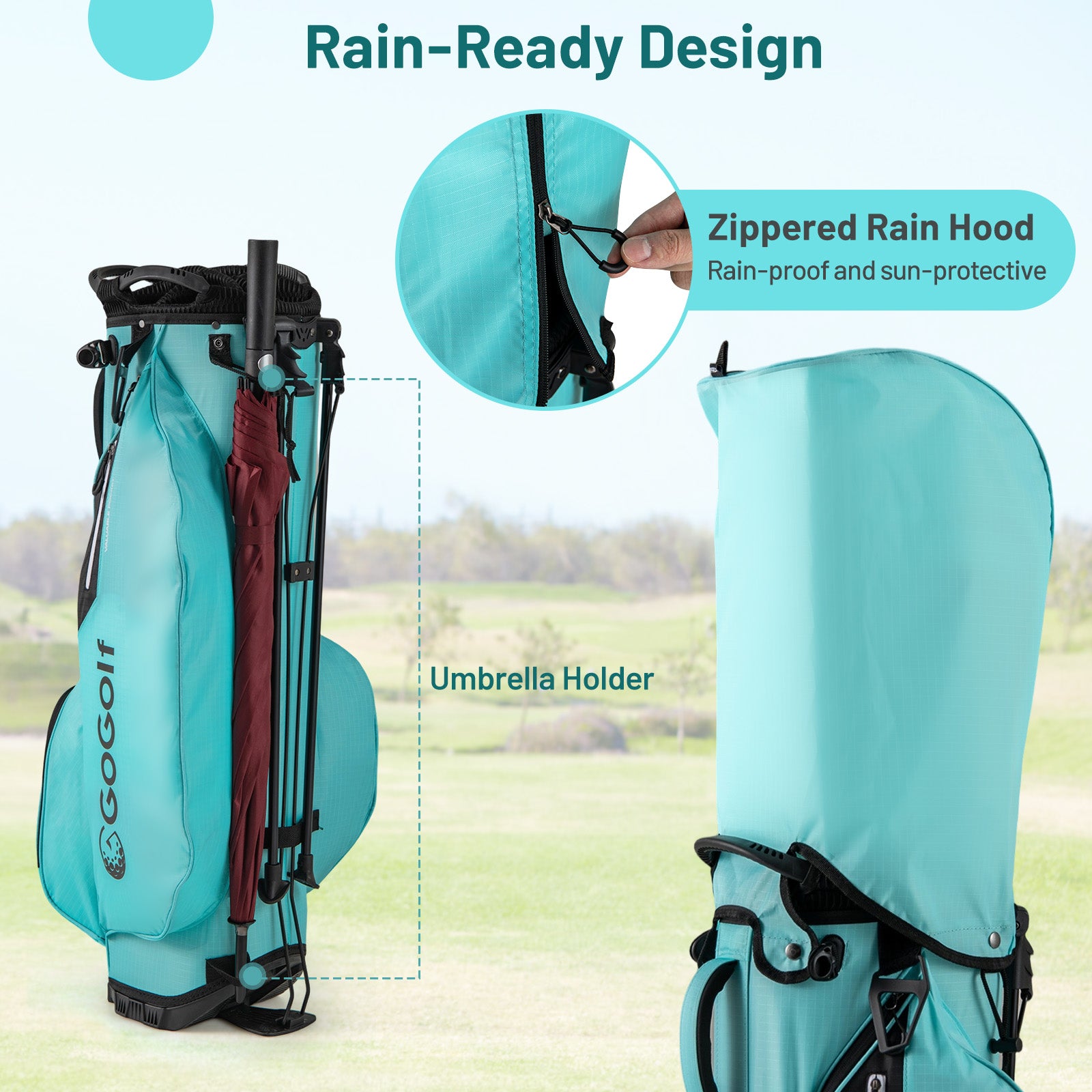 Golf Stand Bag Lightweight Golf Bag with 8 Way Top Dividers and 5 Zippered Pockets-Blue