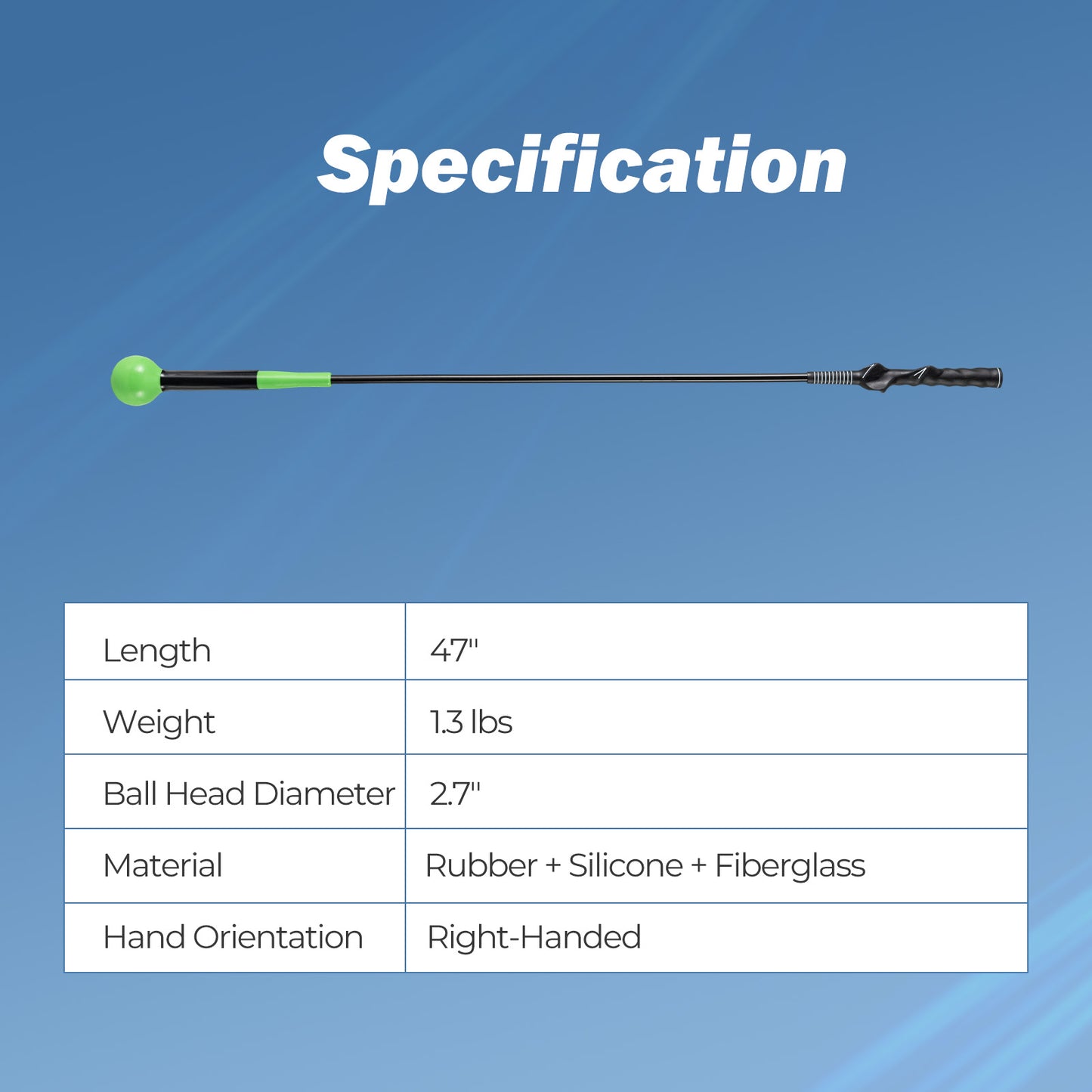 Golf Swing Trainer Aid 47inch/40inch/31.5inch Warm-up Practice Stick with Weighted Head for Grip-Green