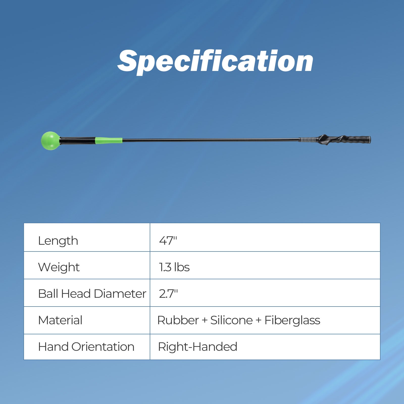 Golf Swing Trainer Aid 47inch/40inch/31.5inch Warm-up Practice Stick with Weighted Head for Grip-Green