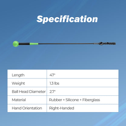 Golf Swing Trainer Aid 47inch/40inch/31.5inch Warm-up Practice Stick with Weighted Head for Grip-Green