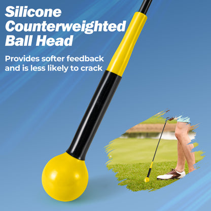 Golf Swing Trainer Aid 47inch/40inch/31.5inch Warm-up Practice Stick with Weighted Head for Grip-Yellow