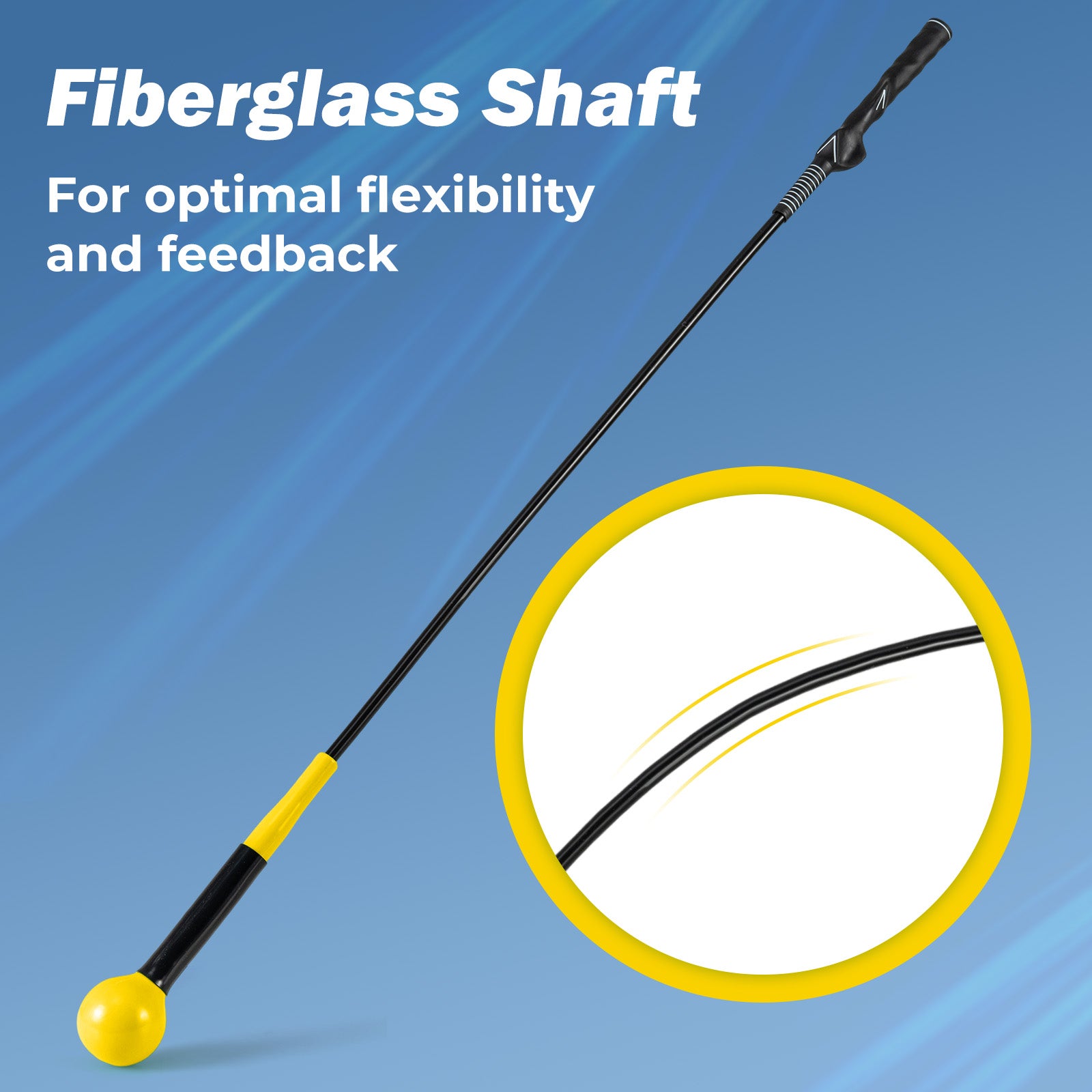 Golf Swing Trainer Aid 47inch/40inch/31.5inch Warm-up Practice Stick with Weighted Head for Grip-Yellow