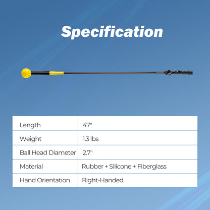 Golf Swing Trainer Aid 47inch/40inch/31.5inch Warm-up Practice Stick with Weighted Head for Grip-Yellow