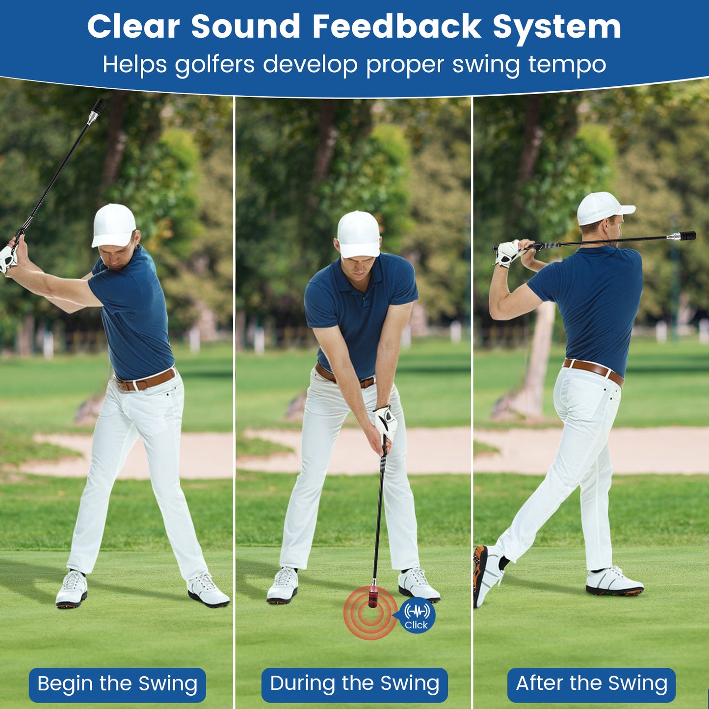 Golf Swing Trainer Click Stick Swing Training Aid for Speed Flexibility Balance-Black
