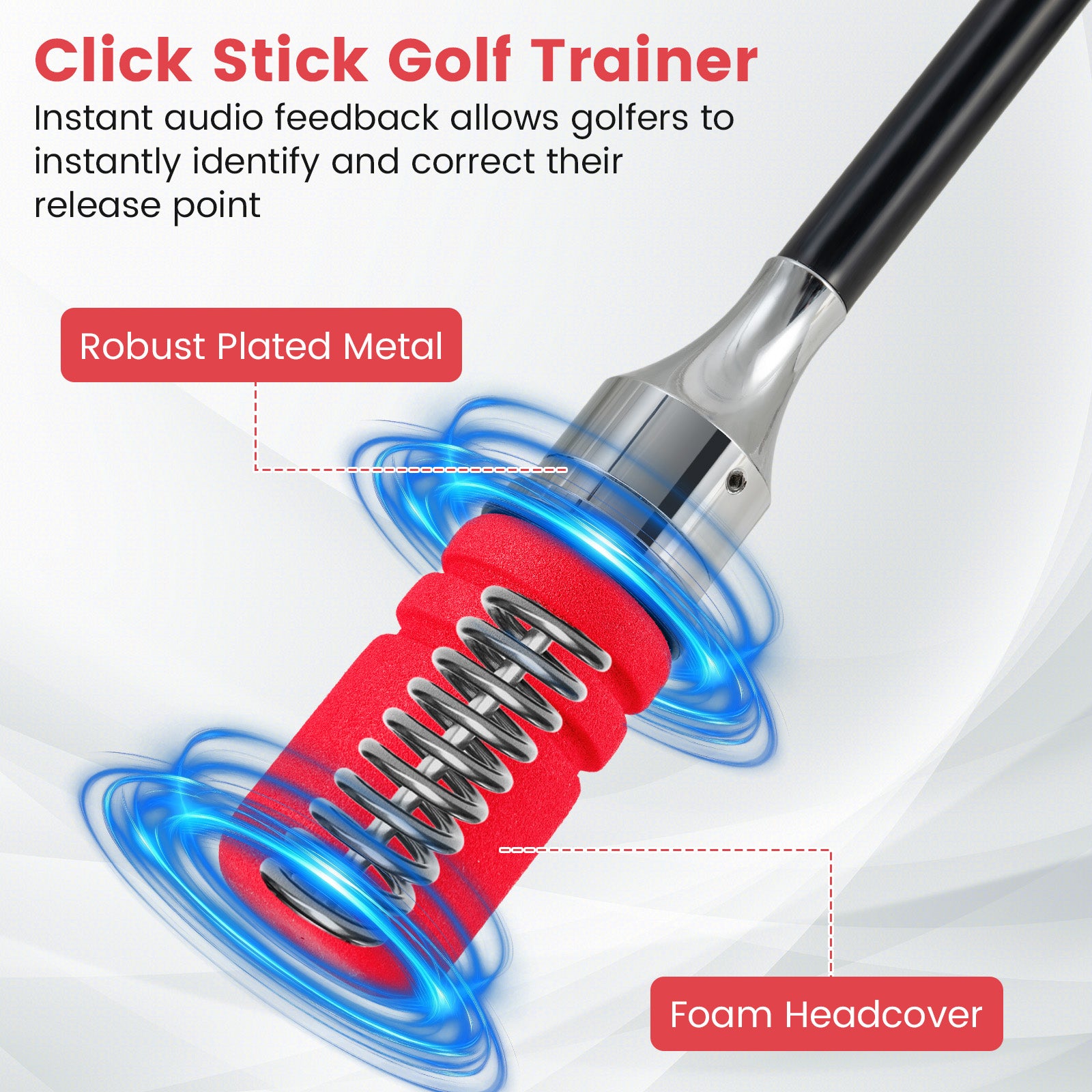 Golf Swing Trainer Click Stick Swing Training Aid for Speed Flexibility Balance-Red