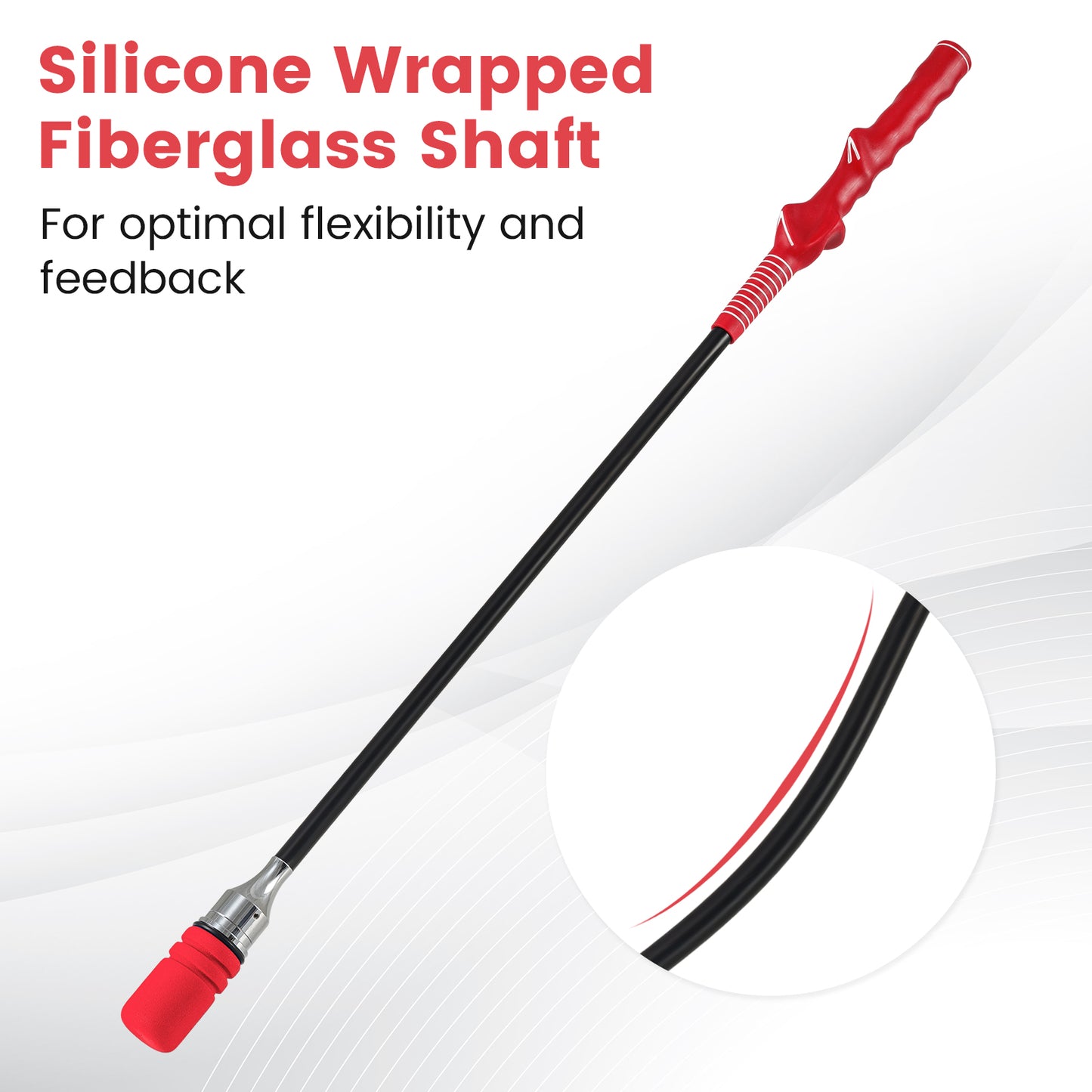 Golf Swing Trainer Click Stick Swing Training Aid for Speed Flexibility Balance-Red