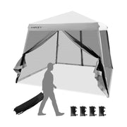 10 x 10 Feet Pop Up Canopy with with Mesh Sidewalls and Roller Bag-Blue - Gray