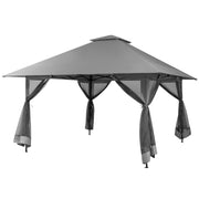 13 x 13 Feet Pop-up Instant Canopy Tent with Mesh Sidewall-Gray - Gray