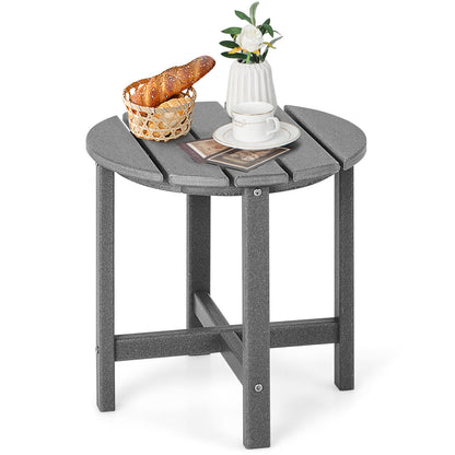 18 Inch Round Weather-Resistant Adirondack Side Table-Navy - Gray