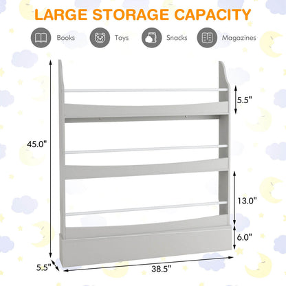 3-Tier Bookshelf with 2 Anti-Tipping Kits for Books and Magazines-Gray