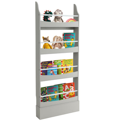 4-Tier Bookshelf with 2 Anti-Tipping Kits for Books and Magazines-Gray - Gray