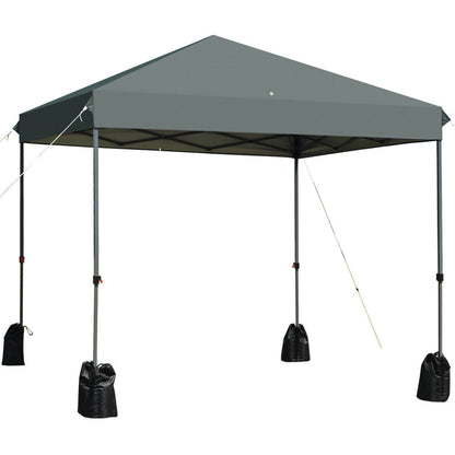 8’x8' Outdoor Pop up Canopy Tent w/Roller Bag-White - Gray