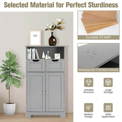 Bathroom Wooden Side Cabinet with 2 Drawers and 2 Doors