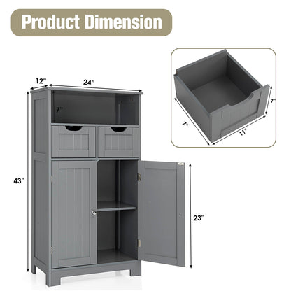 Bathroom Wooden Side Cabinet with 2 Drawers and 2 Doors