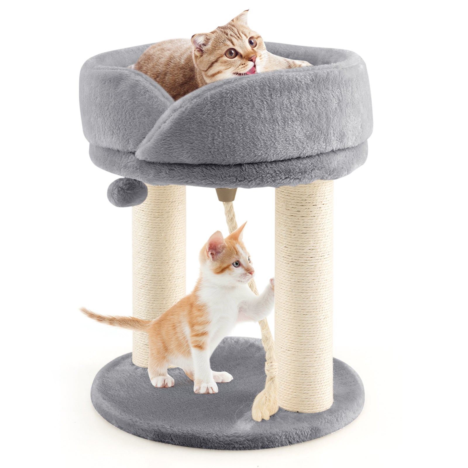 Cat Climbing Tree with Plush Perchs and Scratching Post-Gray
