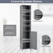 72 Inches Free Standing Tall Floor Bathroom Storage Cabinet-Gray