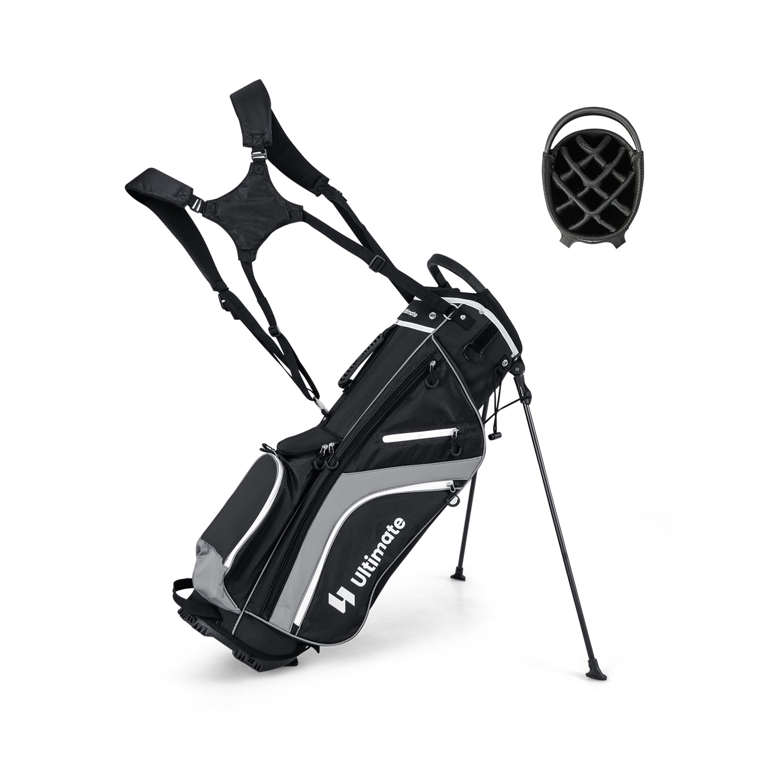 Lightweight Golf Stand Bag with 14 Way Top Dividers and 6 Pockets-Gray - Gray