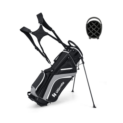 Lightweight Golf Stand Bag with 14 Way Top Dividers and 6 Pockets-Gray - Gray