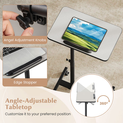Gray Overbed Rolling Table Food Tray