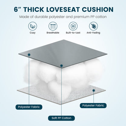 Indoor Outdoor Tufted Bench Cushion with Soft PP Cotton-Gray