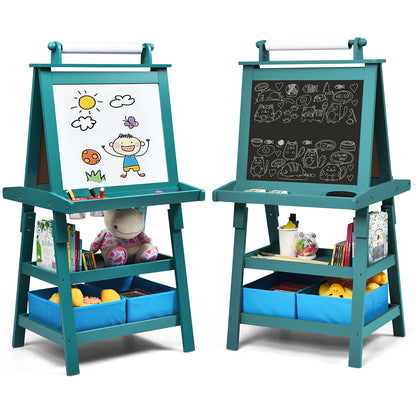 3 in 1 Double-Sided Storage Art Easel-Brown