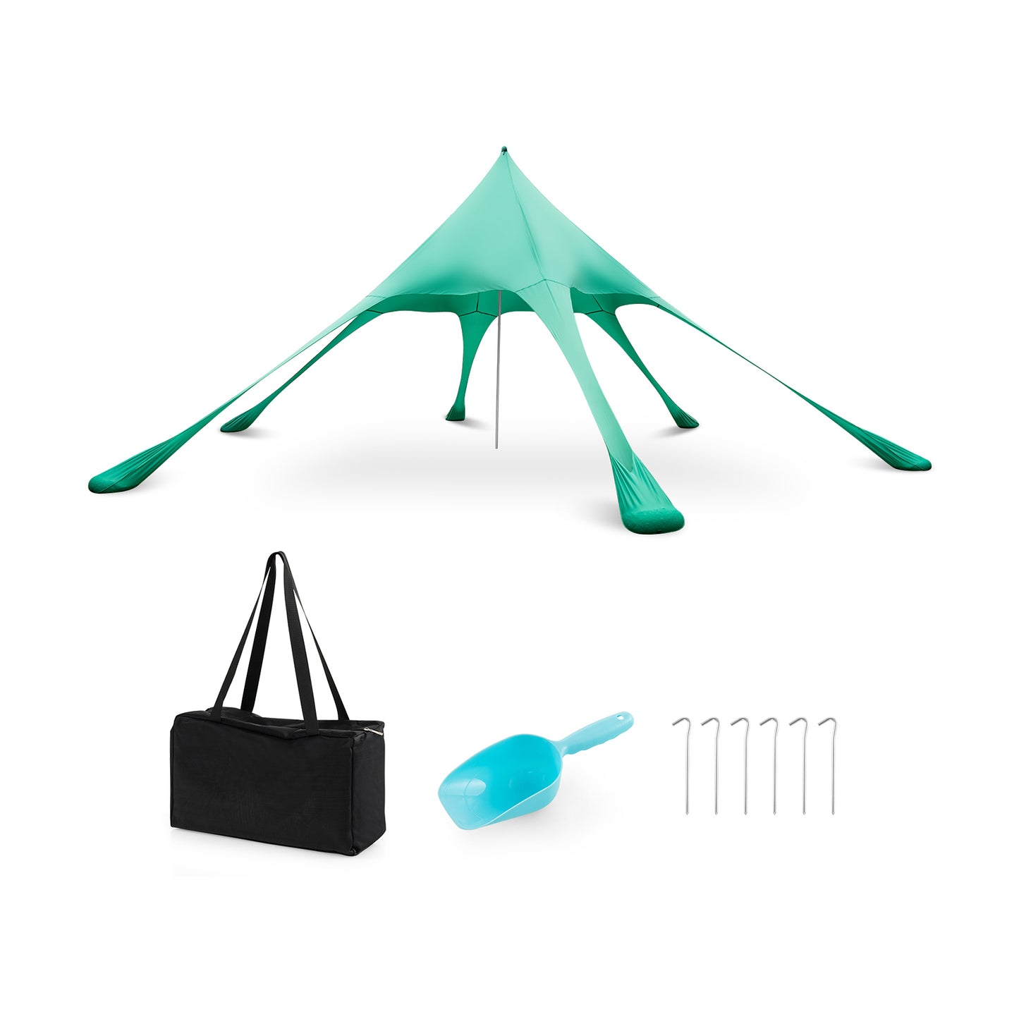 20 x 20 Feet Beach Canopy Tent with UPF50+ Sun Protection and Shovel-Green - Green