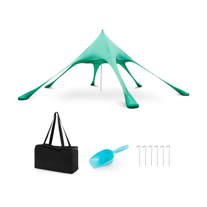 20 x 20 Feet Beach Canopy Tent with UPF50+ Sun Protection and Shovel-Green - Green