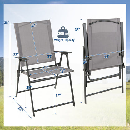 2 Pieces Patio Folding Chairs with Armrests for Deck Garden Yard