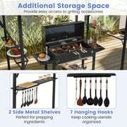 13 x 5 Feet Grill Gazebo with Dual Side Awnings and 2 Shelves Adjustable Shadow-Gray