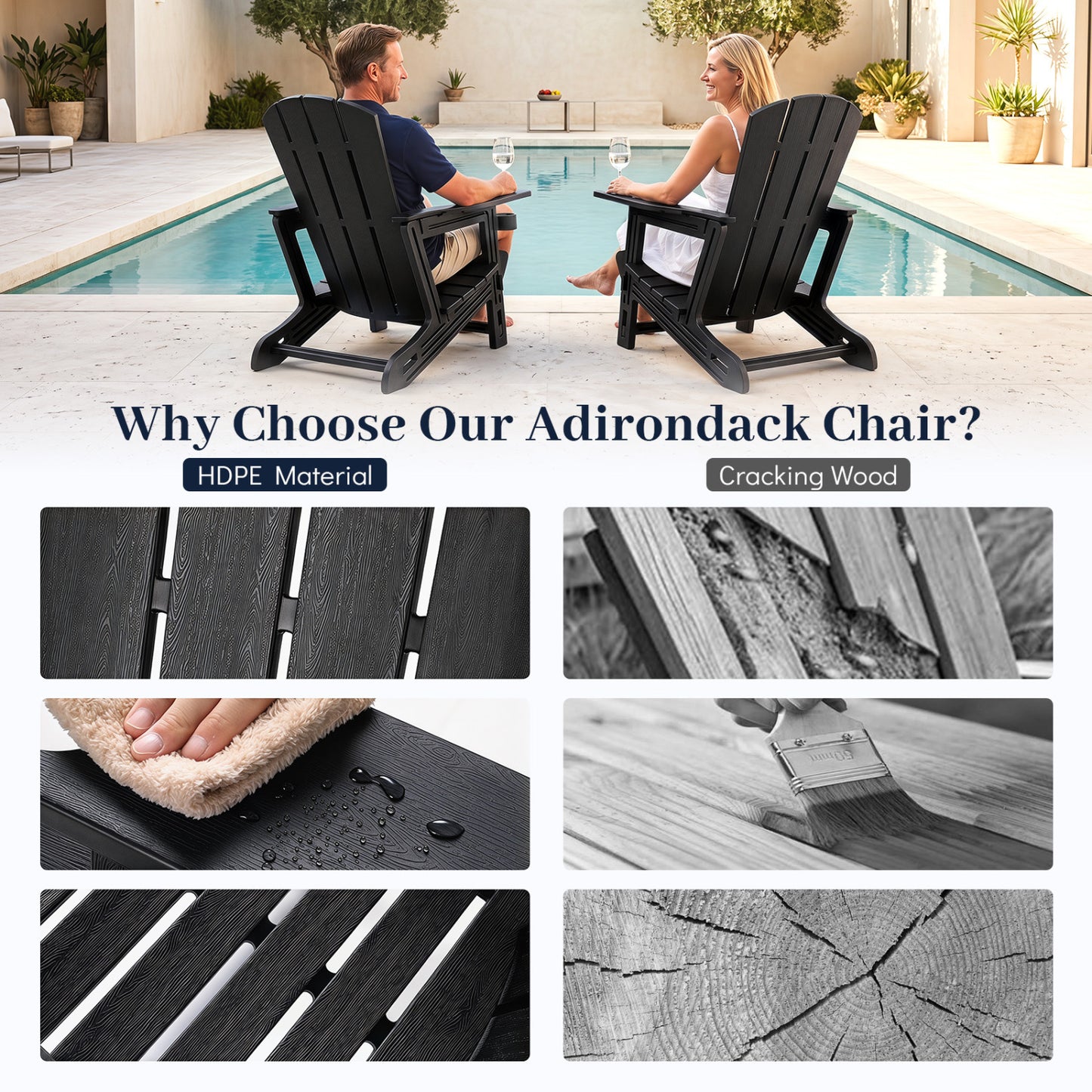 HDPE Adirondack Chair with Realistic Wood Grain