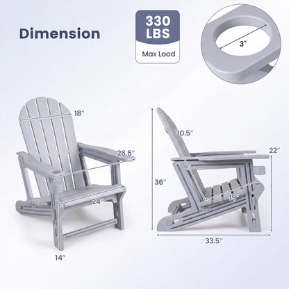 HDPE Adirondack Chair with Cup Holder - Weather Resistant