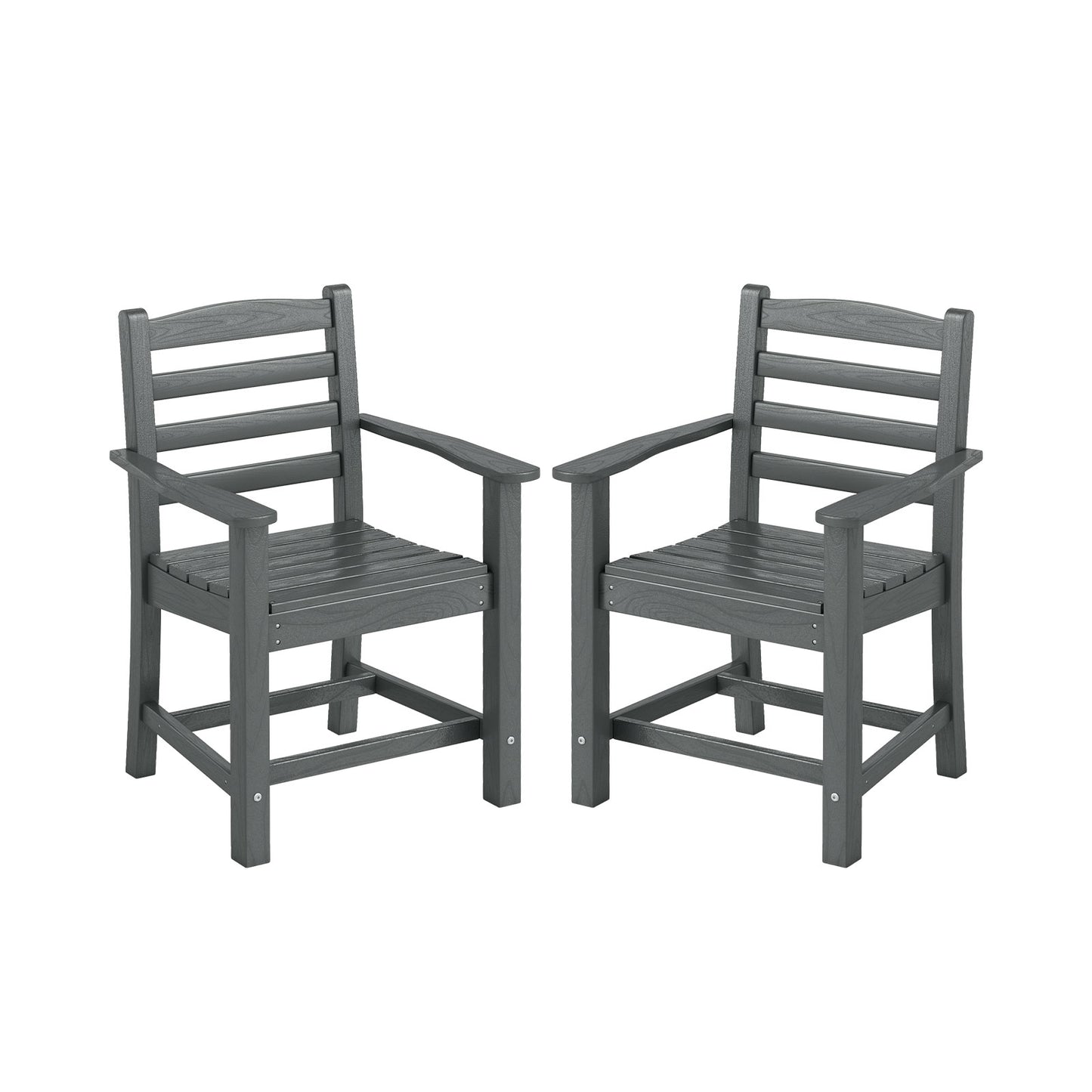 HDPE All Weather Patio Dining Chairs Set of 2 with Wide Armrests-Gray