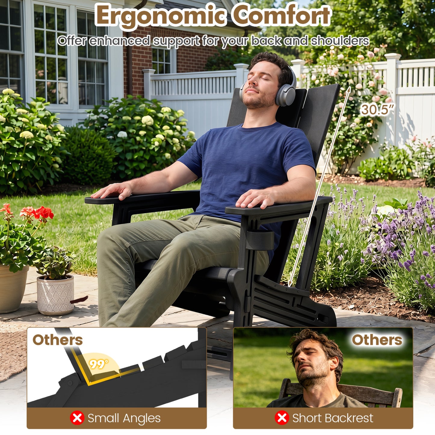 Adirondack Chair with Cup Holder - HDPE Outdoor Seating