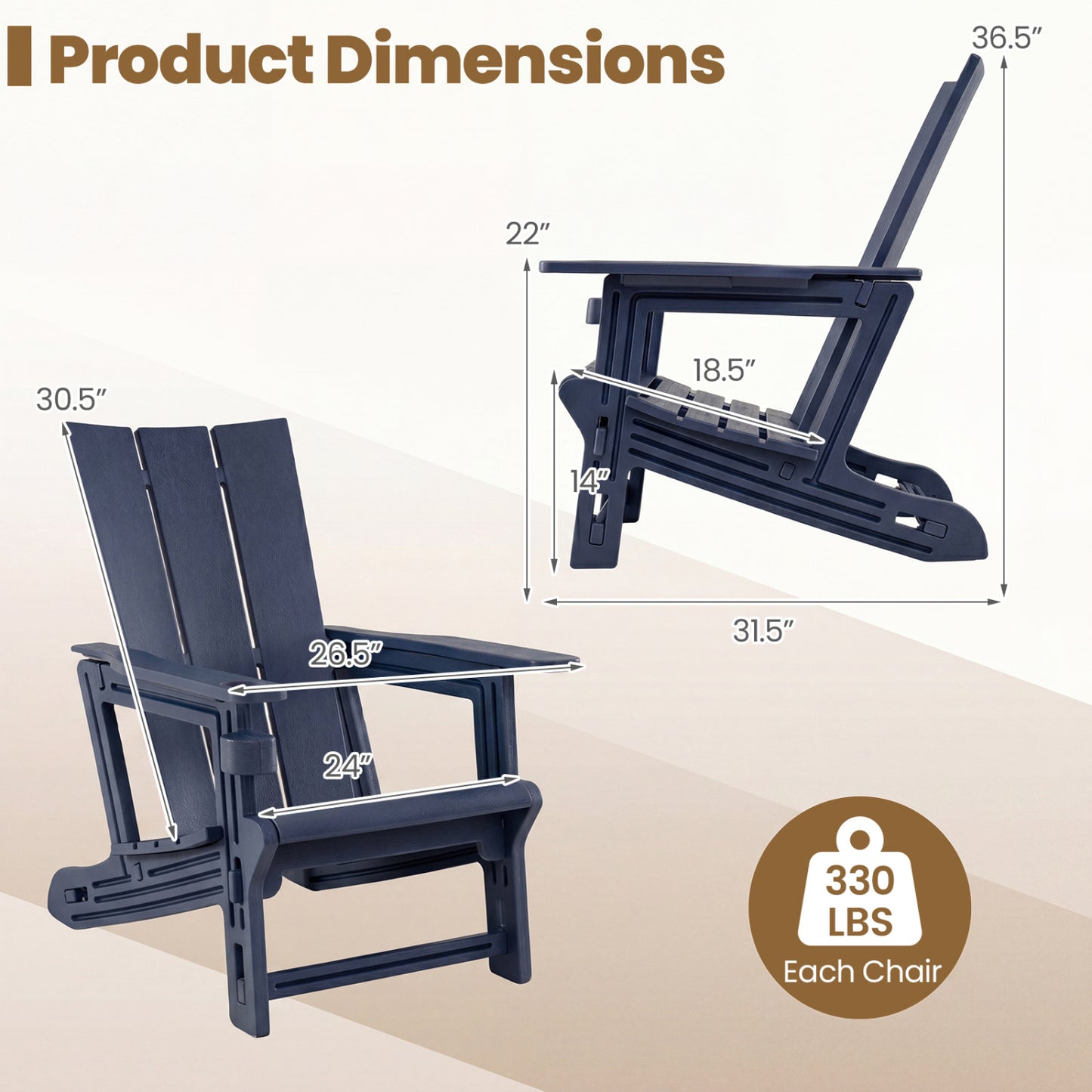 Adirondack Chair with Cup Holder - HDPE Outdoor Seating