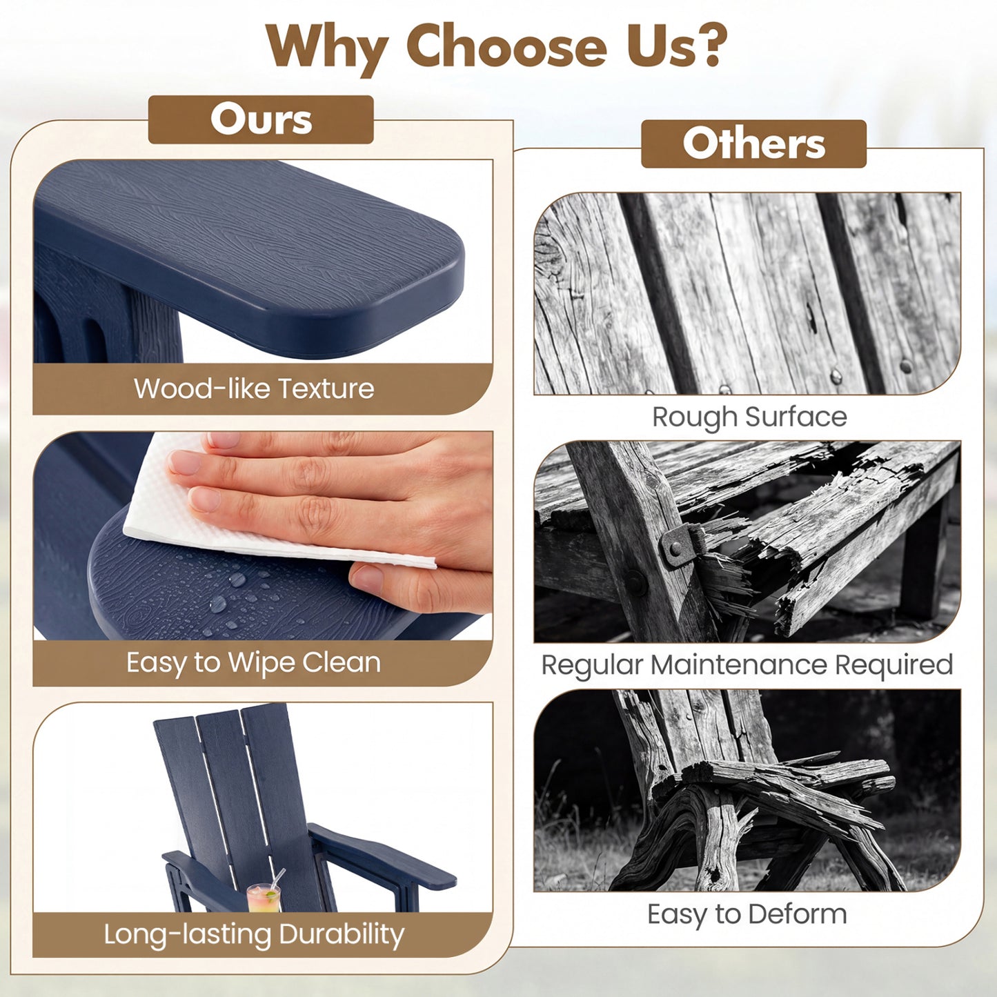 Adirondack Chair with Cup Holder - HDPE Outdoor Seating