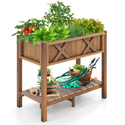 HIPS Raised Garden Bed Poly Wood Elevated Planter Box-Blue - Coffee