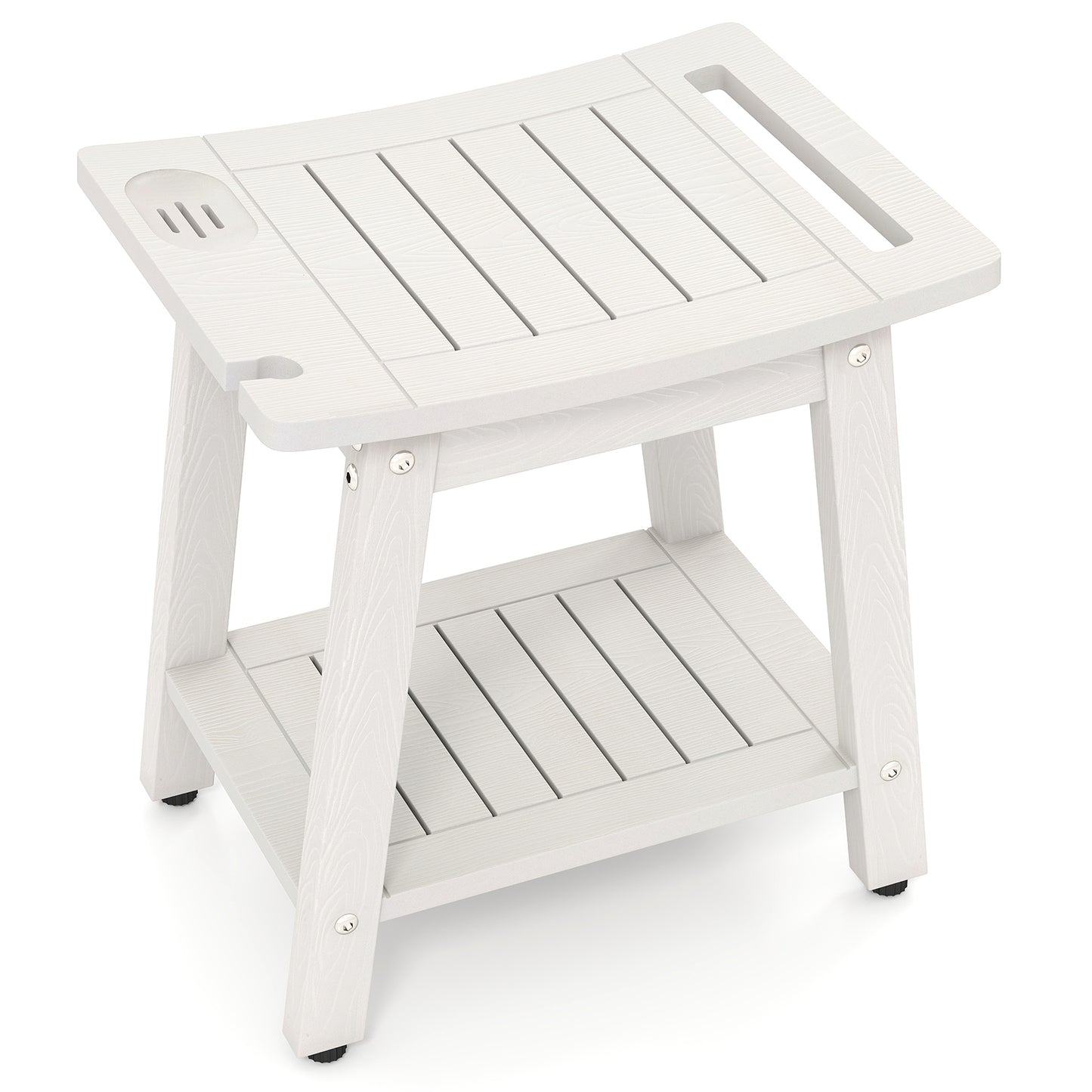 HIPS Shower Bench Seat with Handle Shower Head-Black - White