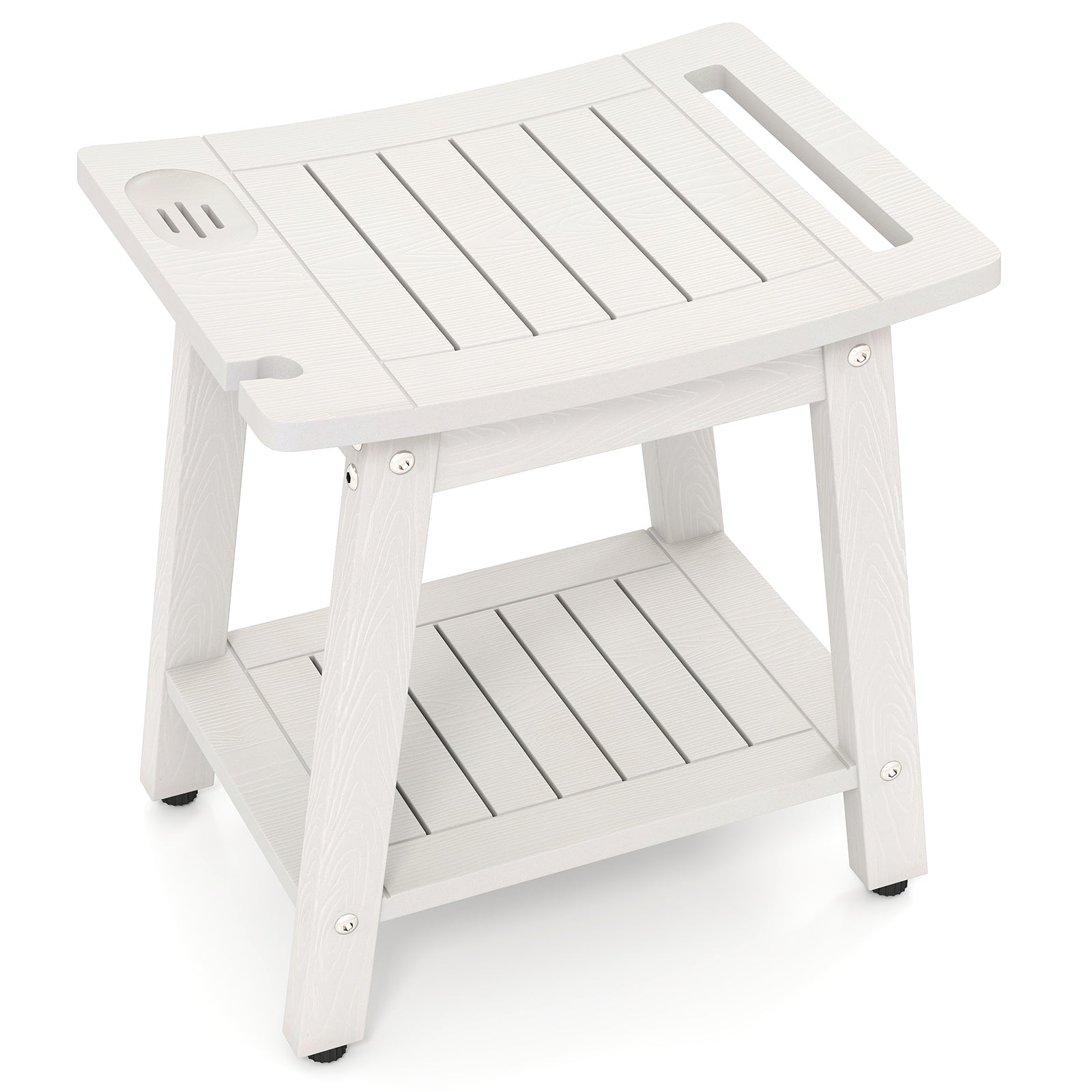 HIPS Shower Bench Seat with Handle Shower Head-Black - White