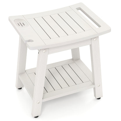 HIPS Shower Bench Seat with Handle Shower Head-Black - White