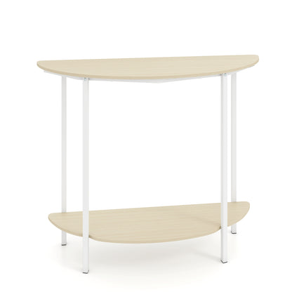 Half Moon Console Table 40 inch 2-Tier Entryway Table with Storage Shelf