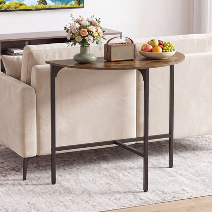Half-moon Console Table Semi-circular Industrial Sofa Couch Table-Rustic Brown