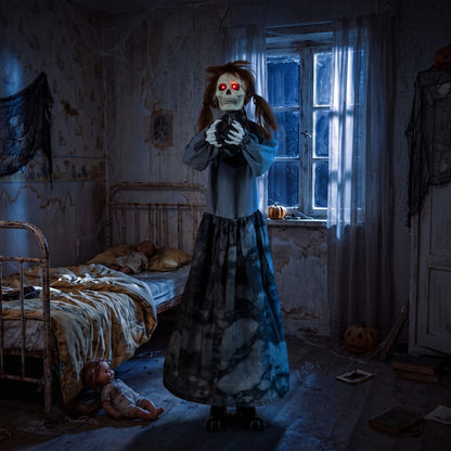Halloween Animatronic Jumpscare Doll with Pop-Up Head and Sound Activated Design