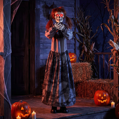 Halloween Animatronic Jumpscare Doll with Pop-Up Head and Sound Activated Design