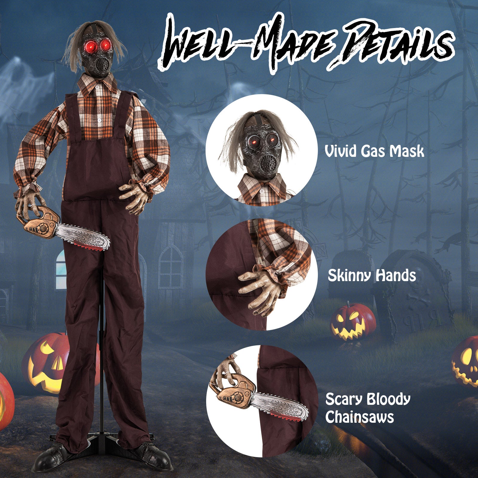 Halloween Animatronic Shaking Haunted Man with Lights and Sound