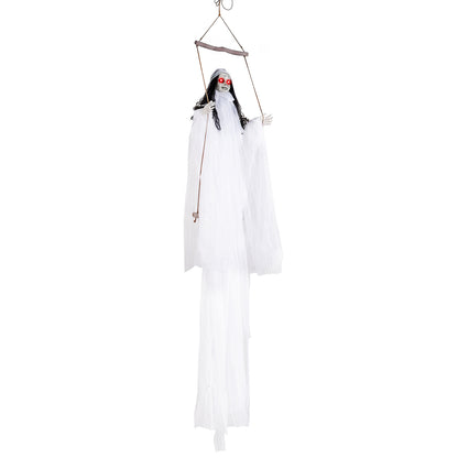 Hanging Ghost Girl Prop with Light-Up Eyes and Sound Effects